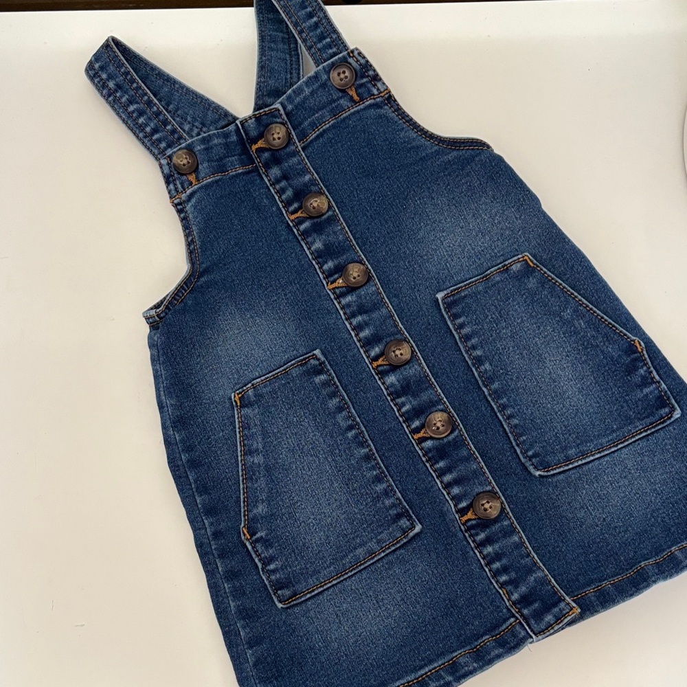 Wonder Nation Blue Denim Kids Overall Dress